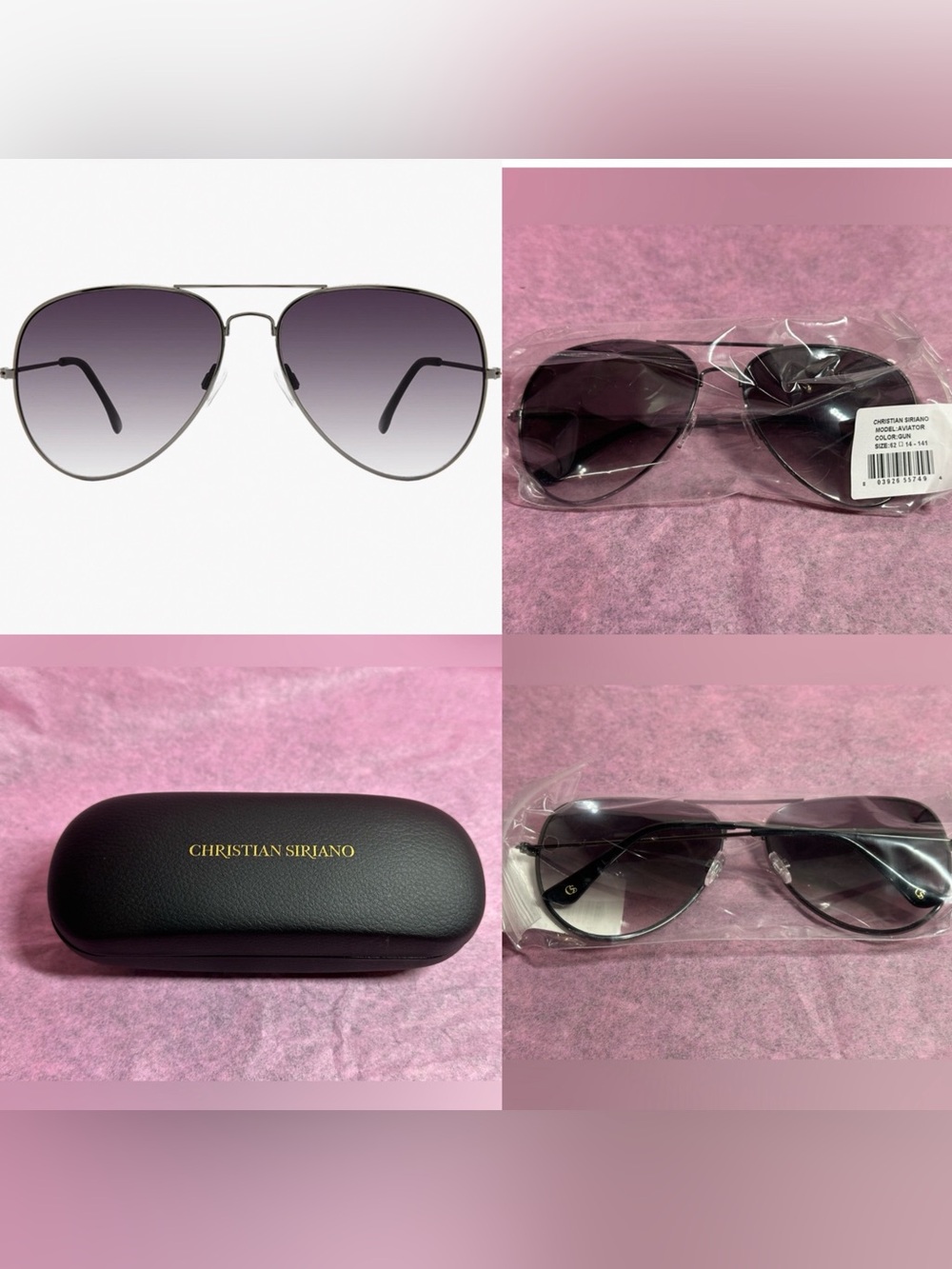 CHRISTIAN SIRIANO Polarized Aviator Sunglasses with Hard Case (New)